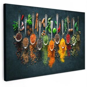 MuchoWow OBRAZ NA PLÁTNĚ Bylinky - koření - lžíce 30x20 cm obraz