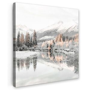 MuchoWow OBRAZ NA PLÁTNĚ Příroda - Zima - Stromy - Hory - Sníh 20x20 cm obraz