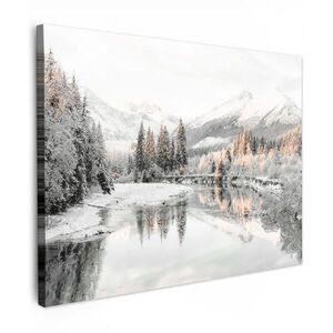 MuchoWow OBRAZ NA PLÁTNĚ Příroda - Zima - Stromy - Hory - Sníh 80x60 cm obraz