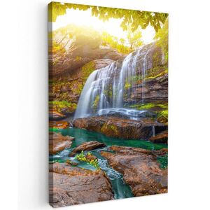 MuchoWow OBRAZ NA PLÁTNĚ Příroda - Vodopád - Rostliny - Stromy - Slunce 60x90 cm obraz