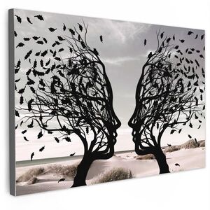 MuchoWow OBRAZ NA PLÁTNĚ Pláž - Moře - Lidé - Strom - Moderní umění 120x80 cm obraz