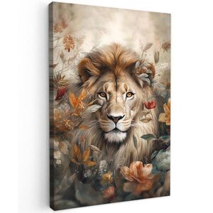 MuchoWow OBRAZ NA PLÁTNĚ Lev - Divoká zvěř - Rostliny - Příroda - Květiny 20x30 cm obraz