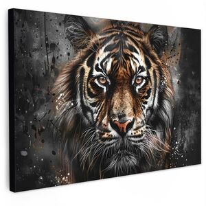 MuchoWow OBRAZ NA PLÁTNĚ Tygr - Zvířata - Portrét - Luxusní - Černá 30x20 cm obraz