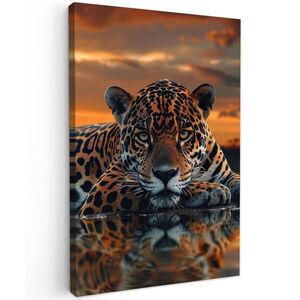 MuchoWow OBRAZ NA PLÁTNĚ Příroda - Leopard - Zvíře - Západ slunce - Moderní 20x30 cm obraz