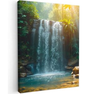 MuchoWow OBRAZ NA PLÁTNĚ Vodopád - Džungle - Slunce - Zelená - Příroda 60x80 cm obraz