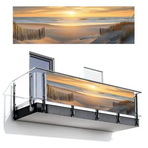 MuchoWow BALKONOVÁ ZÁSTĚNA Pláž - duny - západ slunce 300x90 cm obraz