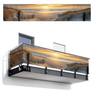 MuchoWow BALKONOVÁ ZÁSTĚNA Pláž - duny - západ slunce 500x100 cm obraz