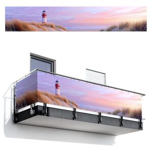 MuchoWow BALKONOVÁ ZÁSTĚNA Maják - duny - západ slunce 500x85 cm obraz