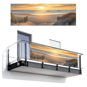 MuchoWow BALKONOVÁ ZÁSTĚNA Pláž - duny - západ slunce 300x100 cm obraz