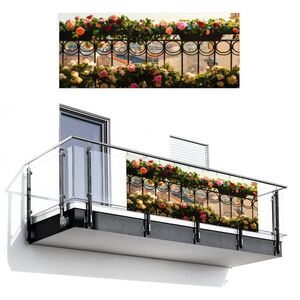 MuchoWow BALKONOVÁ ZÁSTĚNA Květiny - Plot - Krajina města - Léto 300x120 cm obraz