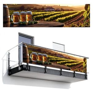 MuchoWow BALKONOVÁ ZÁSTĚNA Pivo - Chmel - Krajina 300x85 cm obraz