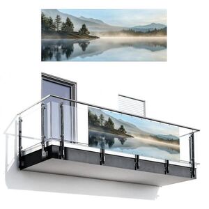 MuchoWow BALKONOVÁ ZÁSTĚNA Jezero - Mlha - Hory - Krajina 300x120 cm obraz