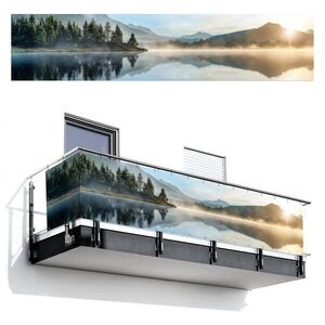 MuchoWow BALKONOVÁ ZÁSTĚNA Jezero - Mlha - Hory - Krajina 500x110 cm obraz
