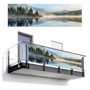 MuchoWow BALKONOVÁ ZÁSTĚNA Jezero - Mlha - Hory - Krajina 300x90 cm obraz