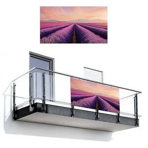 MuchoWow BALKONOVÁ ZÁSTĚNA Levandulové pole - Západ slunce - Fialová - Květiny 200x110 cm obraz