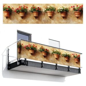 MuchoWow BALKONOVÁ ZÁSTĚNA Květináče - Nástěnné - Vintage 500x120 cm obraz