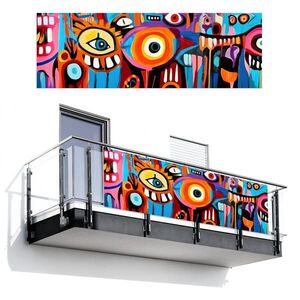 MuchoWow BALKONOVÁ ZÁSTĚNA Abstraktní - Obličej - Barevné 300x100 cm obraz