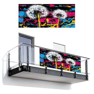 MuchoWow BALKONOVÁ ZÁSTĚNA Street art - Barevné - Nástěnné 300x120 cm obraz