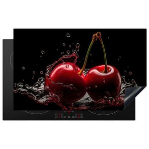 MuchoWow KRYT NA INDUKČNÍ DESKU Třešeň - červená - ovoce - voda - černá 83x51 cm obraz