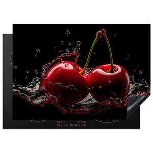 MuchoWow KRYT NA INDUKČNÍ DESKU Třešeň - červená - ovoce - voda - černá 75x52 cm obraz