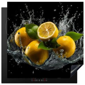 MuchoWow KRYT NA INDUKČNÍ DESKU Citron - Ovoce - Žlutá - Černá 78x78 cm obraz
