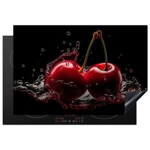 MuchoWow KRYT NA INDUKČNÍ DESKU Třešeň - červená - ovoce - voda - černá 77x51 cm obraz
