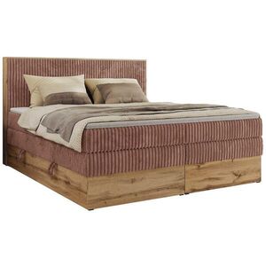 MKS POSTEL BOXSPRING WOOD CLASSIC KING 200/200 - Světle růžová Manšestr - H3 obraz