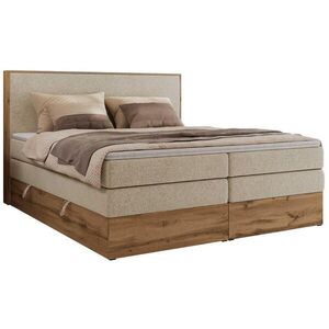 MKS POSTEL BOXSPRING WOOD CLASSIC KING 200/200 - Krémová Strukturovaná látka - H3 obraz