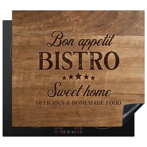 MuchoWow KRYT NA INDUKČNÍ DESKU Citace - Bistro - Dobrou chuť - Sweet home - Textura dřeva 60x52 cm obraz