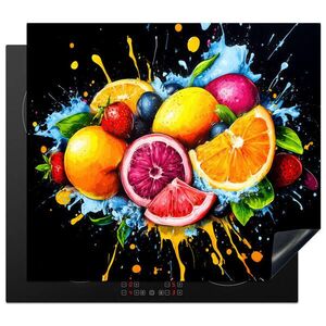 MuchoWow KRYT NA INDUKČNÍ DESKU Ovoce - graffiti - barevné - pomeranč - jahoda - abstraktní 60x52 cm obraz