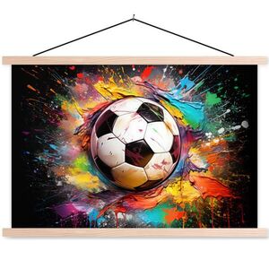 MuchoWow PLAKÁT S MAGNETICKOU LIŠTOU Fotbal - barva - barvy - černá - bílá 60x40 cm obraz
