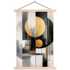 MuchoWow PLAKÁT S MAGNETICKOU LIŠTOU Abstraktní - Zlato - Stříbro - Tvary - Estetické - Moderní 40x60 cm obraz