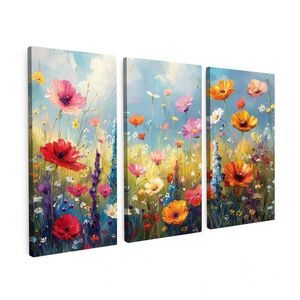 MuchoWow OBRAZ NA PLÁTNĚ 3dílná sada Květiny - Jaro - Barevné - Letní 60x40 cm obraz