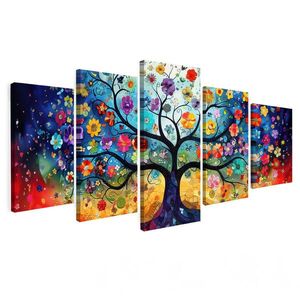 MuchoWow OBRAZ NA PLÁTNĚ 5dílná sada Barevné - Strom života - Květiny - Abstraktní 100x50 cm obraz