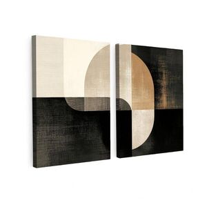 MuchoWow OBRAZ NA PLÁTNĚ 2dílná sada Tvary - abstraktní - zlaté 100x70 cm obraz