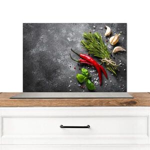 MuchoWow KUCHYŇSKÁ ZÁSTĚNA Pepř - Bylinky - Koření - Beton 60x40 cm obraz