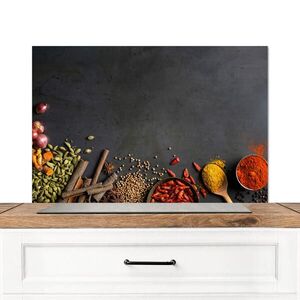MuchoWow KUCHYŇSKÁ ZÁSTĚNA Bylinky - Potraviny - Koření - Černá - Paprika - Skořice 80x55 cm obraz