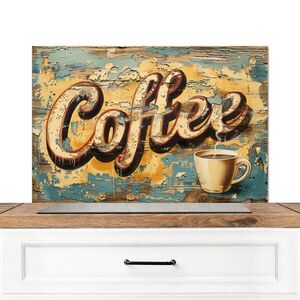 MuchoWow KUCHYŇSKÁ ZÁSTĚNA Káva - Vintage - hnědá - šálek 80x55 cm obraz
