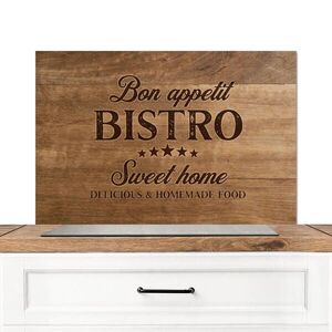 MuchoWow KUCHYŇSKÁ ZÁSTĚNA Citace - Bistro - Dobrou chuť - Sweet home - Textura dřeva 80x55 cm obraz