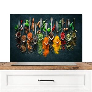 MuchoWow KUCHYŇSKÁ ZÁSTĚNA Bylinky - koření - lžíce 80x55 cm obraz