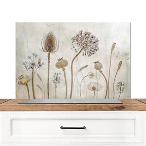 MuchoWow KUCHYŇSKÁ ZÁSTĚNA Květiny - Akvarel - Zátiší - Hnědá - Vintage 80x55 cm obraz