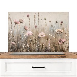 MuchoWow KUCHYŇSKÁ ZÁSTĚNA Květiny - Béžová - Suché květiny 90x60 cm obraz