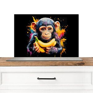 MuchoWow KUCHYŇSKÁ ZÁSTĚNA Opice - Graffiti - Barevné - Banány - Moderní 60x40 cm obraz