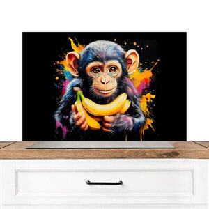 MuchoWow KUCHYŇSKÁ ZÁSTĚNA Opice - Graffiti - Barevné - Banány - Moderní 80x55 cm obraz