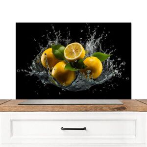 MuchoWow KUCHYŇSKÁ ZÁSTĚNA Citron - Ovoce - Žlutá - Černá 80x55 cm obraz
