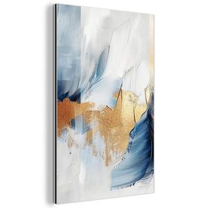 MuchoWow KOVOVÝ OBRAZ Zlatá - modrá - akvarel - umění - moderní 40x60 cm obraz