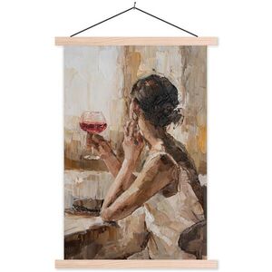 MuchoWow PLAKÁT S MAGNETICKOU LIŠTOU Olejomalba - Žena - Víno 60x90 cm obraz