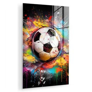 MuchoWow OBRAZ NA AKRYLOVÉM SKLE Fotbal - barva - barvy - černá - bílá 40x60 cm obraz