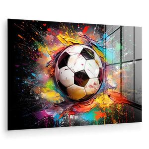 MuchoWow OBRAZ NA AKRYLOVÉM SKLE Fotbal - barva - barvy - černá - bílá 60x40 cm obraz