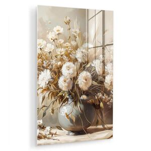 MuchoWow OBRAZ NA AKRYLOVÉM SKLE Květiny - Váza - Zátiší - Béžová 40x60 cm obraz